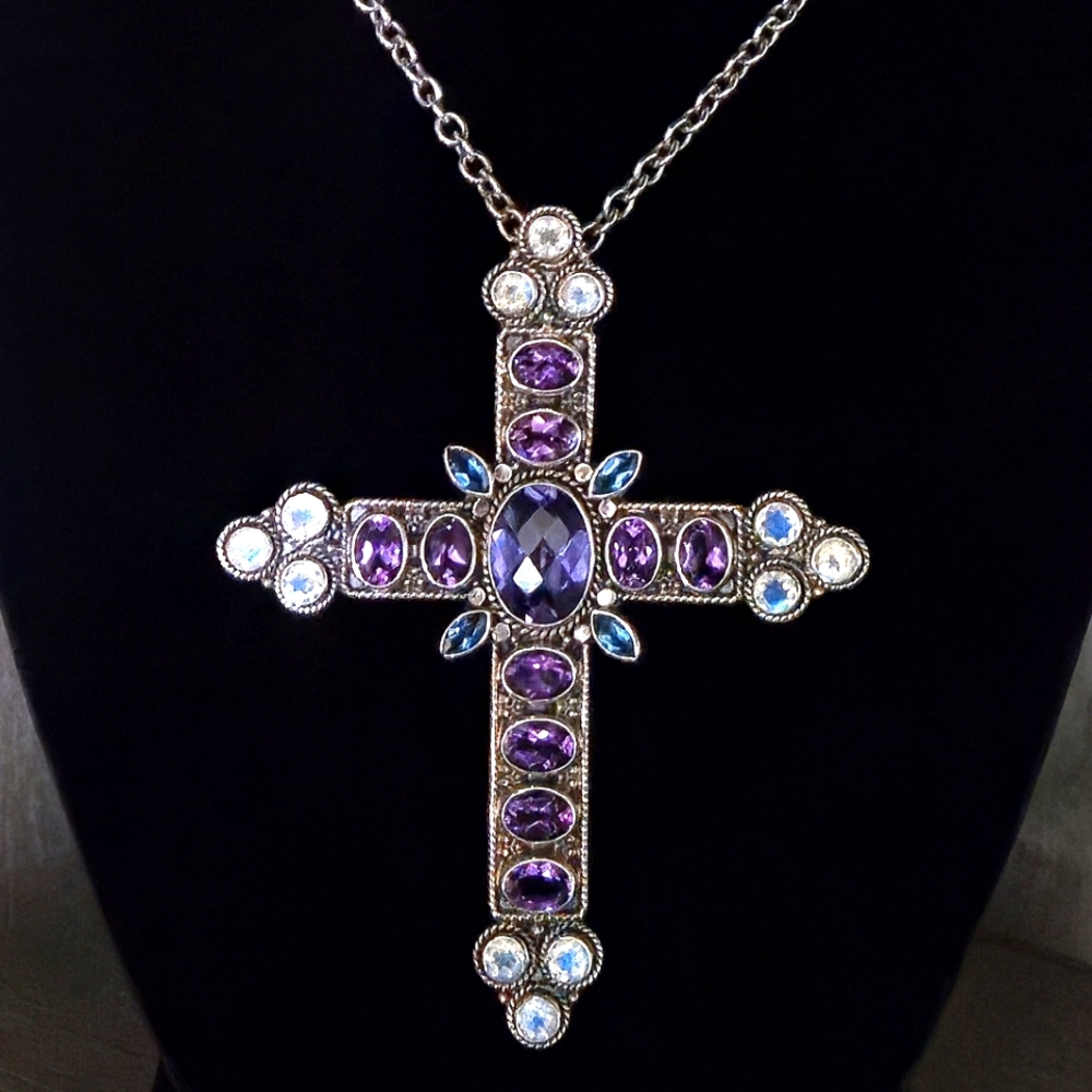 Nicky Butler 925 Sterling Silver RAJ LIMITED EDITION Cross Necklace Pendant NB💜